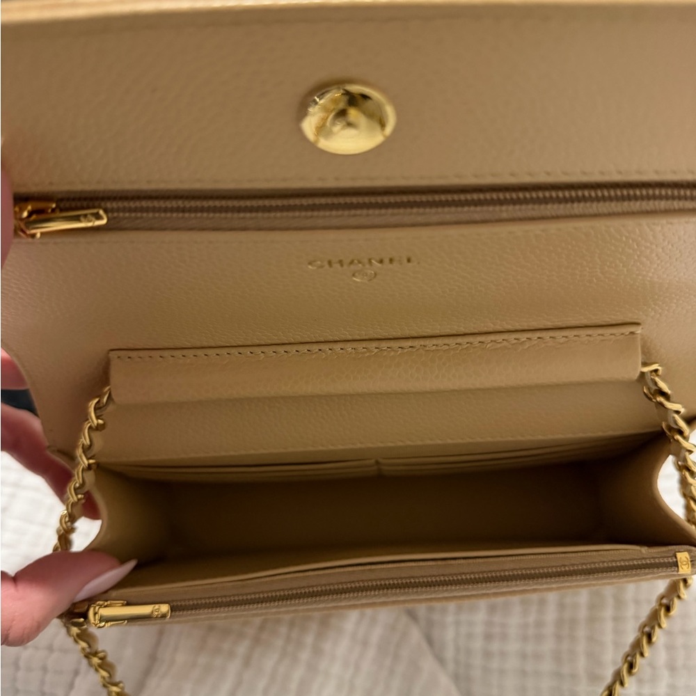 Chanel Tan Wallet on a Chain Like New with Receipt and Box - Picture 6 of 7